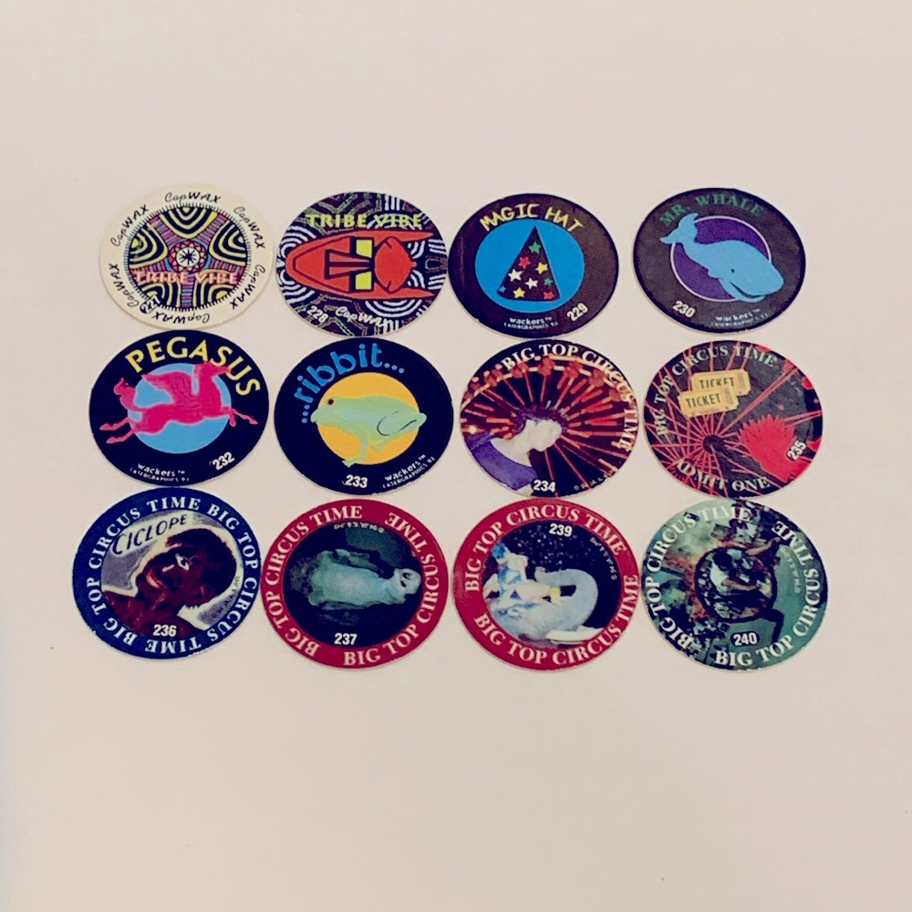 POGS cap wax Wackers Big top circus slammer whammer asst lot